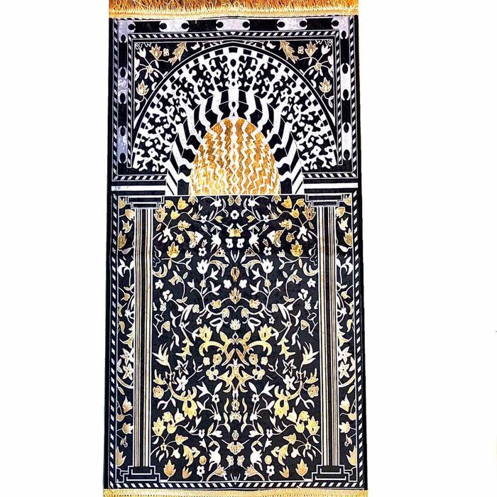sajadah turki hitam super gold bludru original-hajar aswad list