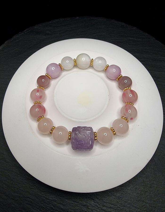 Gelang Batu Mix Crystal Quartz Full Natural Bead 9 Tails Fox HQ 10-12mm F1460