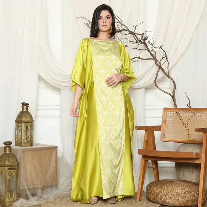 Kaftan Kuning Lime | Kaftan Kuning | Kaftan Etnik | Kaftan Premium | Kaftan Jumbo | Dress Kuning | D