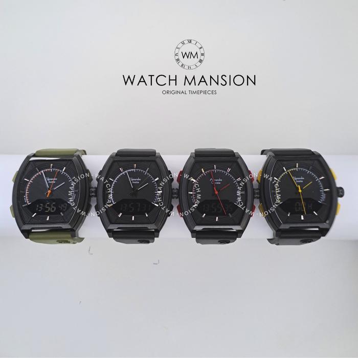JAM TANGAN PRIA ALEXANDRE CHRISTIE 9390 AC 9390 AC9390 ANALOG - DIGITAL RUBBER STRAP ORIGINAL GARANS