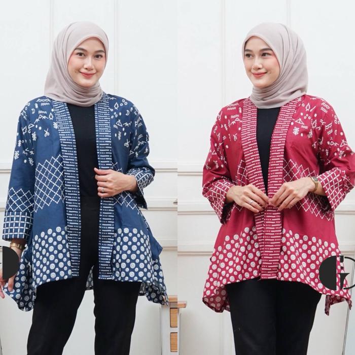 Outer batik lengan panjang wanita-outer batik kondangan-outer batik semi outer murah
