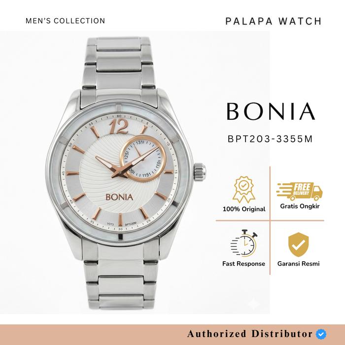 JAM TANGAN PRIA  BONIA BPT203-3355M SILVER WHITE ORIGINAL