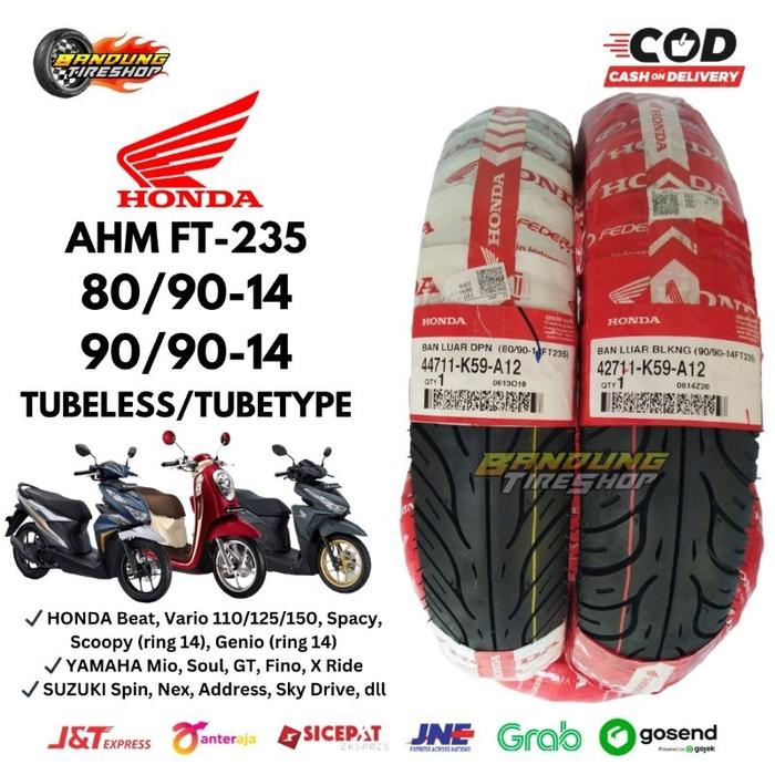 Baru PAKET (80/90-14) (90/90-14) SEPASANG BAN LUAR HONDA FEDERAL FT235 TUBELESS TUBETYPE ORIGINAL TU