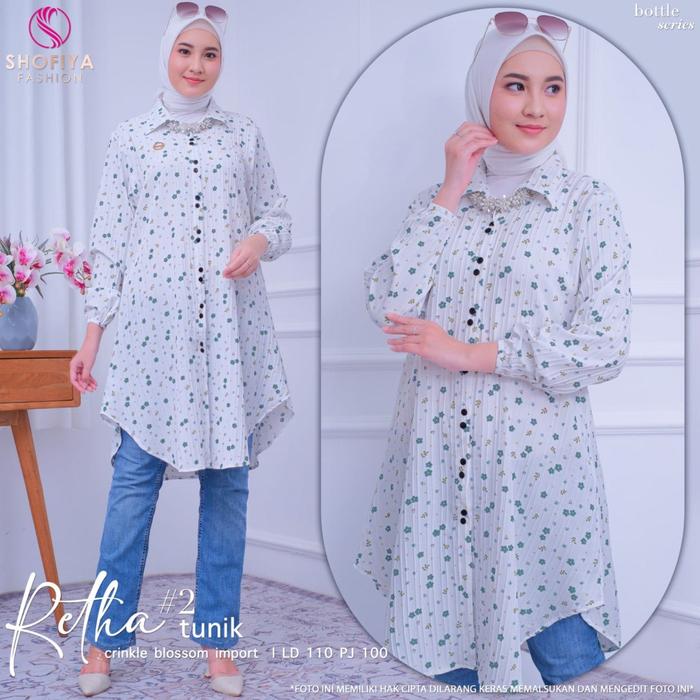 4zima Retha Tunik Baju Wanita by Shofiya Kemeja Panjang Crinkle