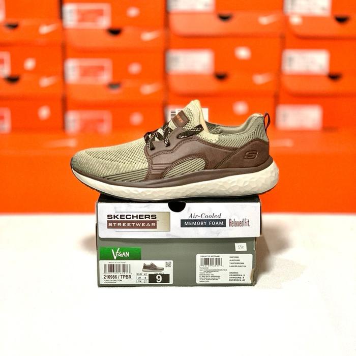 Skechers Sepatu Pria Slip On Lancer Dalton Brown Original 210986 TPBR Air-Cooled Memory Foamwear