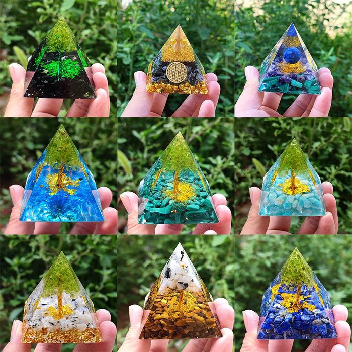 Batu Amethyst Alami Orgonite Piramida Kristal Organone Energi