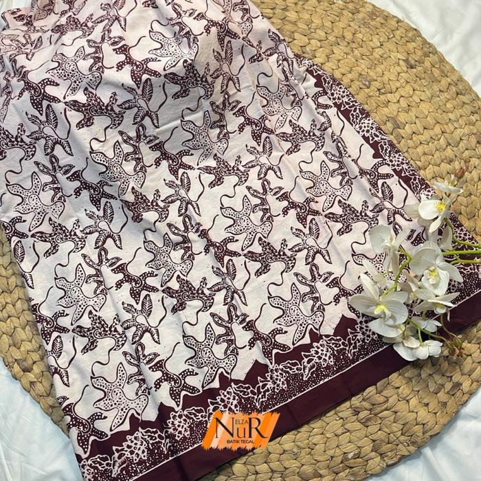 Batik Cap Bunga Lompong Burgundy