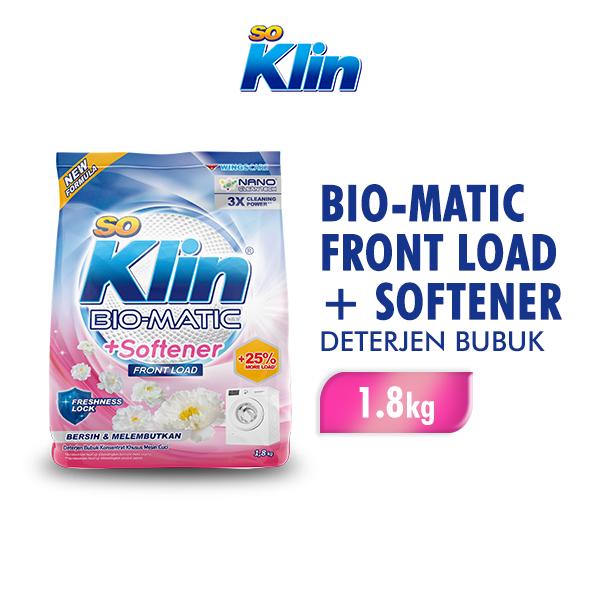 Soklin Biomatic Deterjen Bubuk Softener Bukaan Depan 1,8 kg