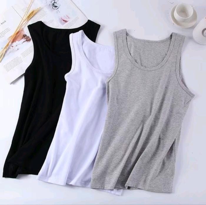 Paket Hemat Singlet Polos Pria Dewasa Slim Vit Baju Singlet Gym Size S-M-L-XL Hitam Navy Putih Rando