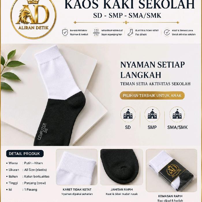 Aliran Detik Paket hemat 3pasang Kaos Kaki Sekolah SD Nyaman Setiap Langkah Tema Setia Aktivitas Sek
