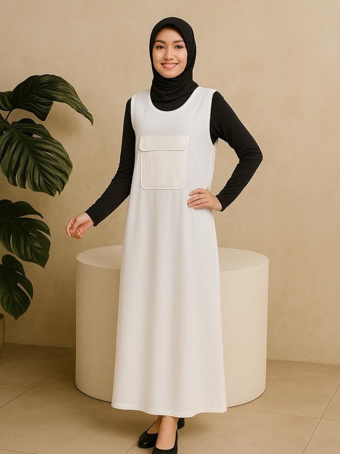 PROMO!! singlet Daleman Gamis Wanita Berkantong Depan untuk perlengkapan Haji dan Umroh Baju Muslim 