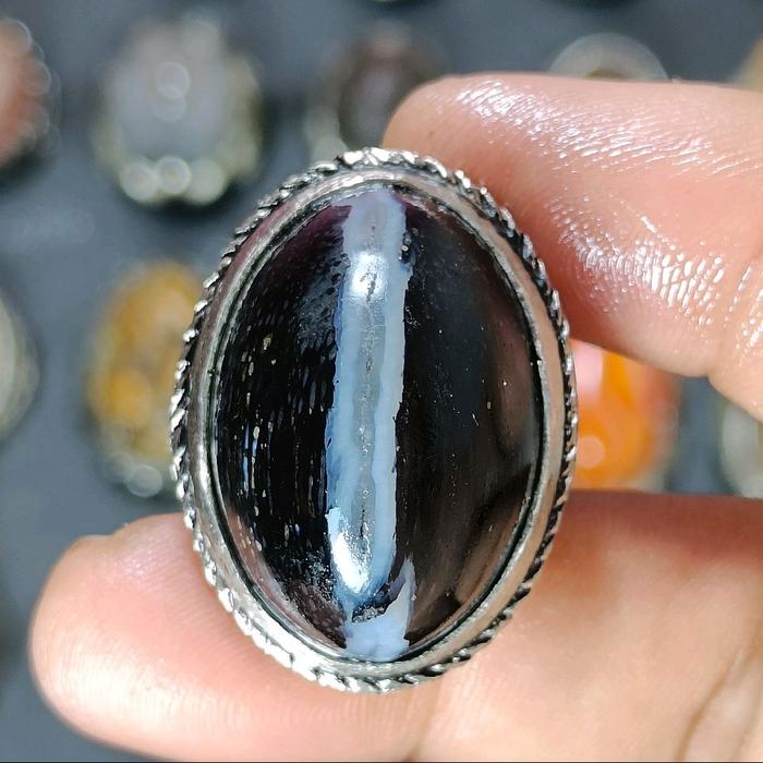 cincin batu akik fosil kelor kendit tembus senter