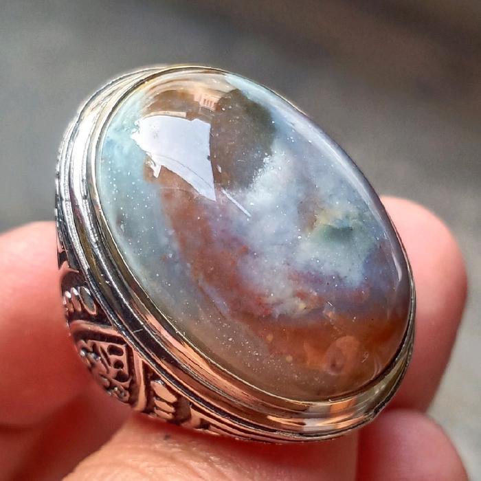 Batu Pancawarna Semi Kristal - Cincin Batu Akik Pancawarna - Cincin Batu Akik Pancawarna