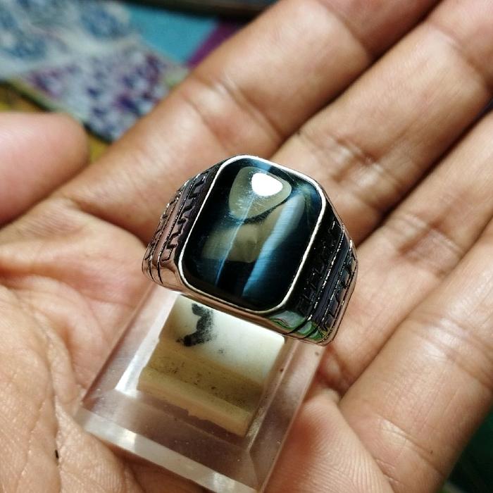 batu Cincin akik hawk eye/mata elang ful star natural