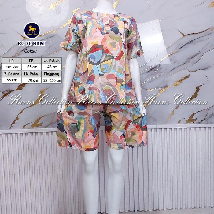 Batik Kuda Mas Setelan Rc 76 Ld 105Cm | Piyama Wanita Celana Pendek Lengan Pendek Busui