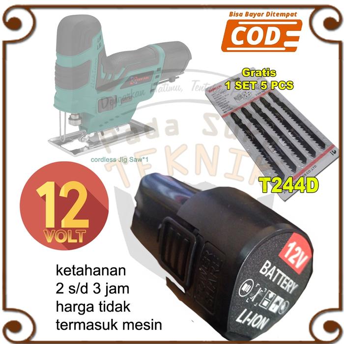 COOFARI GST 12 V-Li Cordless Mesin Jigsaw Cordless Batre Cadangan Baterai Battery