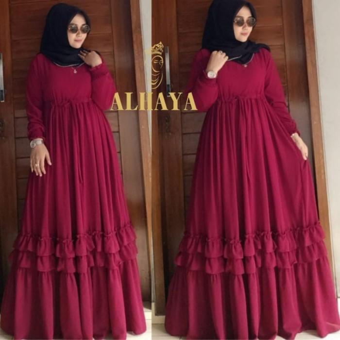 gamis bahan ceruty babydol abaya luna full furing gamis kekinian gamis malay gamis malaysia lebaran 
