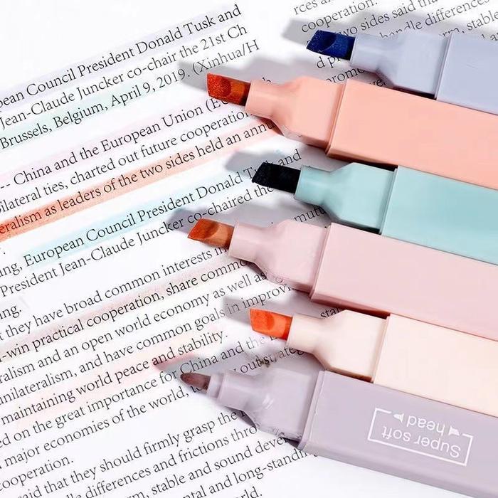 Highlighters Perawatan Mata 6 Warna Stabilo Ultra Soft Tip Set Pensil Warna untuk Alat Tulis Siswa