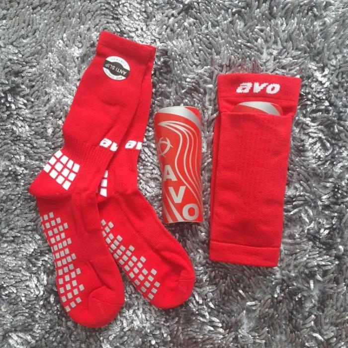 Paket Komplit 3 In 1 Kaos Kaki Futsal Anti Slip + Deker + Kaos Kaki Deker AVO