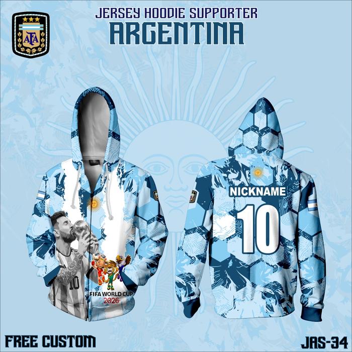 Hoodie zipper Jersey Fan Support Sepak Bola fifa world cup 2026 Terbaru lengan panjang