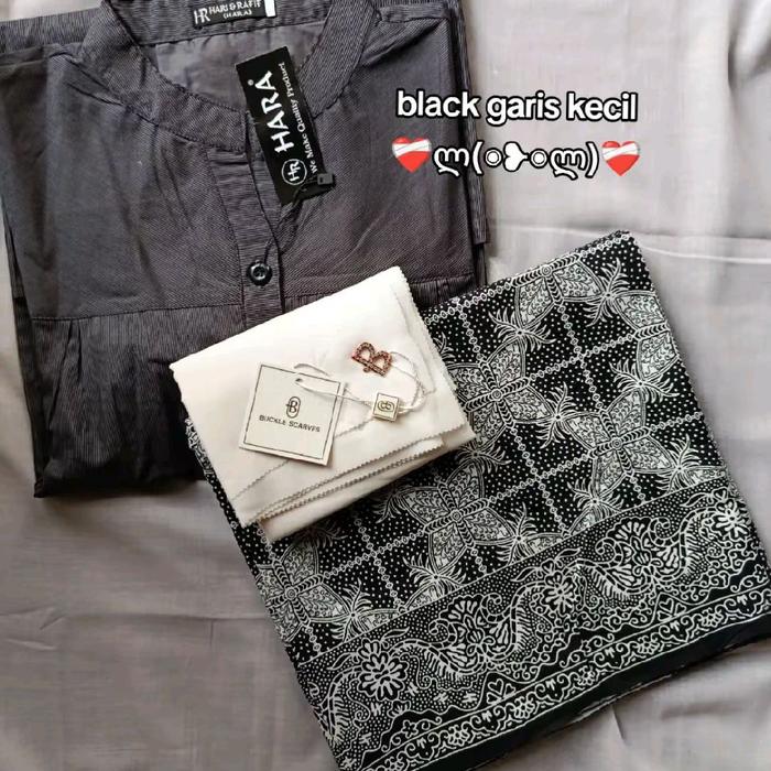 Outfit santriwati kekinian, 1 paket sarung batik+tunik+jilbab, busana muslim santri Wanita