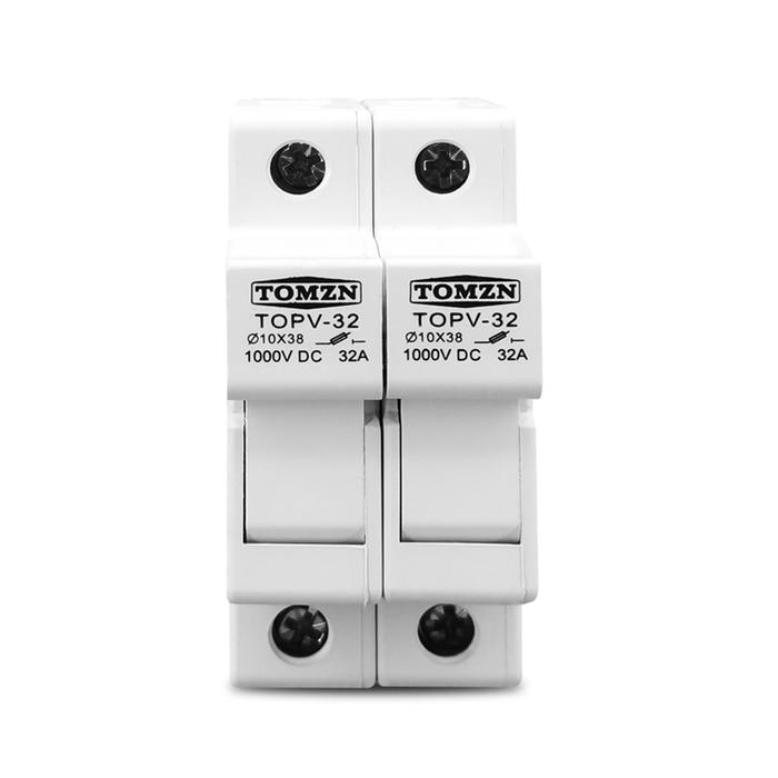 TOMZN 2P Parallel DC Fuse Holder 10X38mm High Voltage Solar PV Fuse