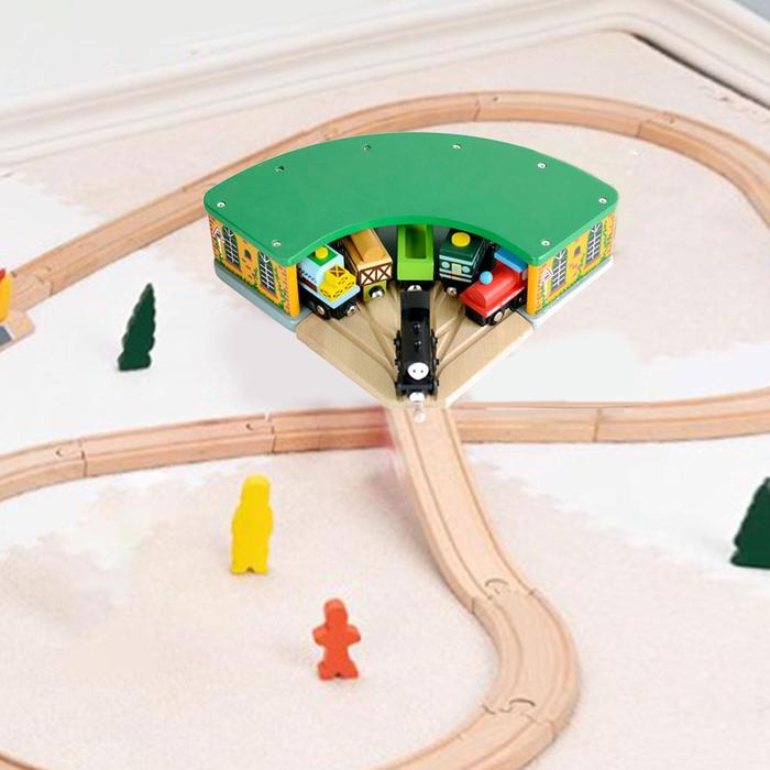 Wooden Train Round House Wood Train Toy Multicolor Wood Train Shed