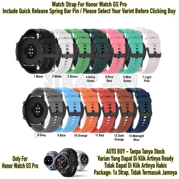[PREMIER-W] T2E 22MM STRAP SMARTWATCH HONOR WATCH GS PRO - TALI JAM PRIA KARET RUBBER HIGH QUALITY