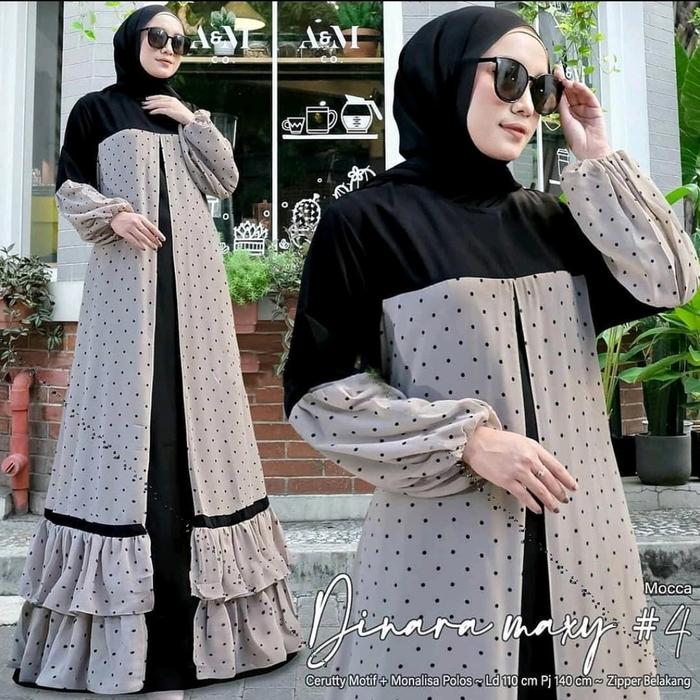 Moslem Dinara Maxy / Gamis Wanita Ceruty Mix Monalisa Polos / Dress Muslim Wanita Motif Polkadot / C
