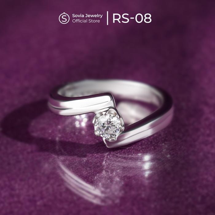 Sovia Jewerlry - Cincin Single Wanita Solitaire Zirconia Silver Desain Rs 06 & Rs 08