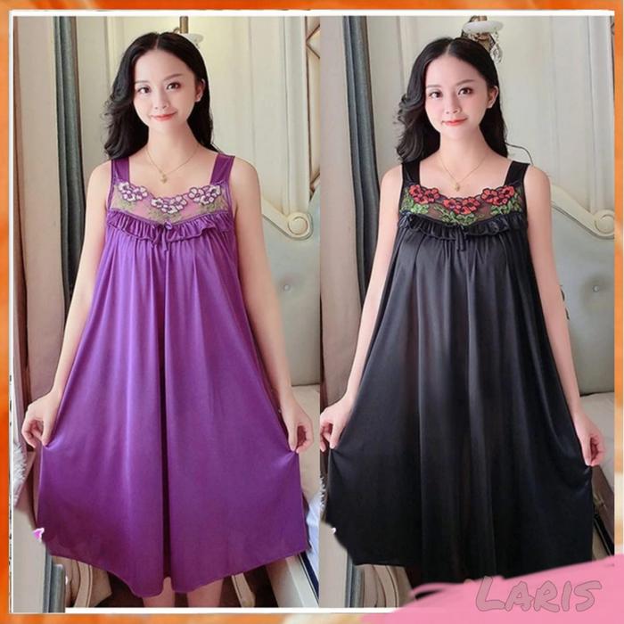 Laris - Daster jumbo wanita LD 120 cm / Lingerie sexy PY 352 XXL motif brukat bahan satin