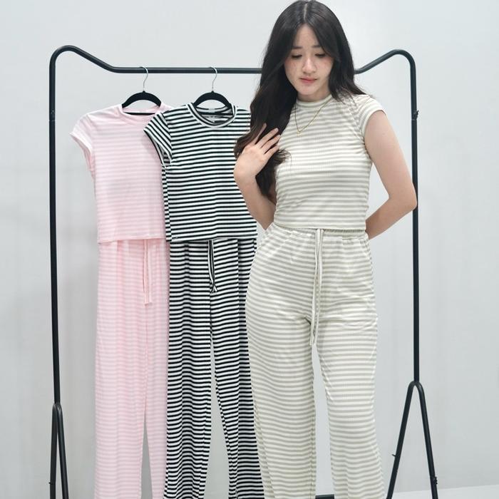 DE VAUDREE - RAVEN SET - ONE SET GARIS CELANA PANJANG FULL KARET