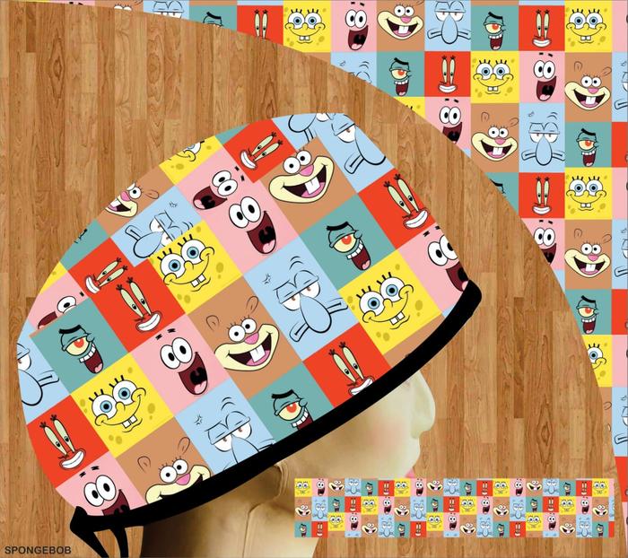 Topi dokter/Scrub hat/Surgical cap/Headcap printing premium spongebob