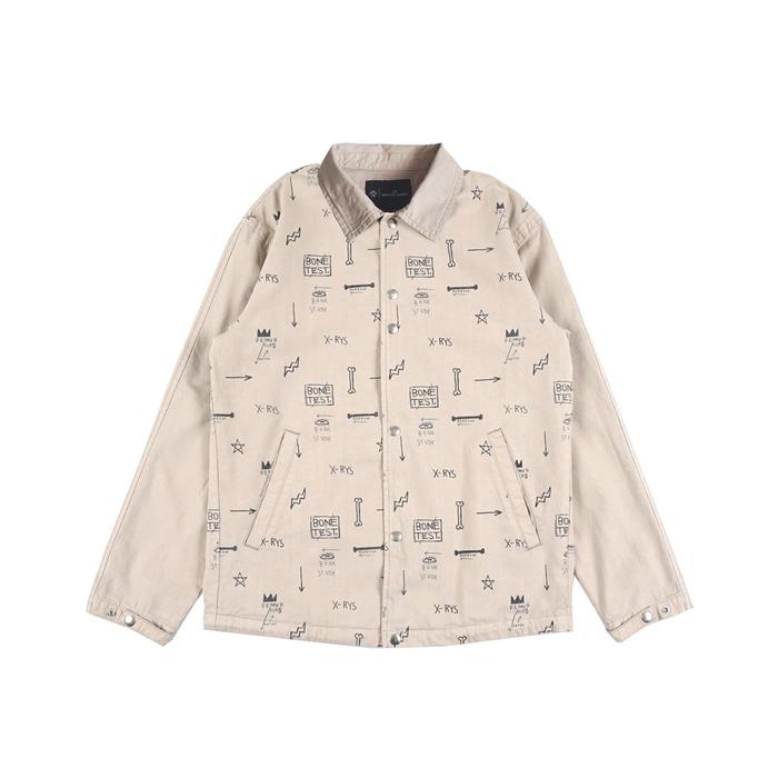3Second X Basquiat Jaket Pria Kerah Overshirt Fullprint Trucker Jacket Crowded Art 040823