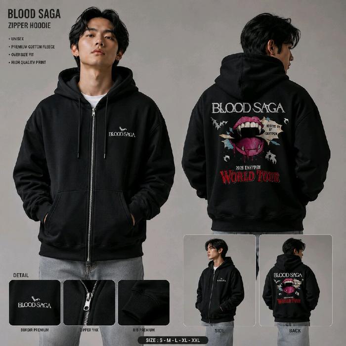 Jaket Hoodie Zipper Kpop ENHYPEN Blood Saga Oversize Premium Cotton Fleece Hoodie Enhypen Sunghoon H