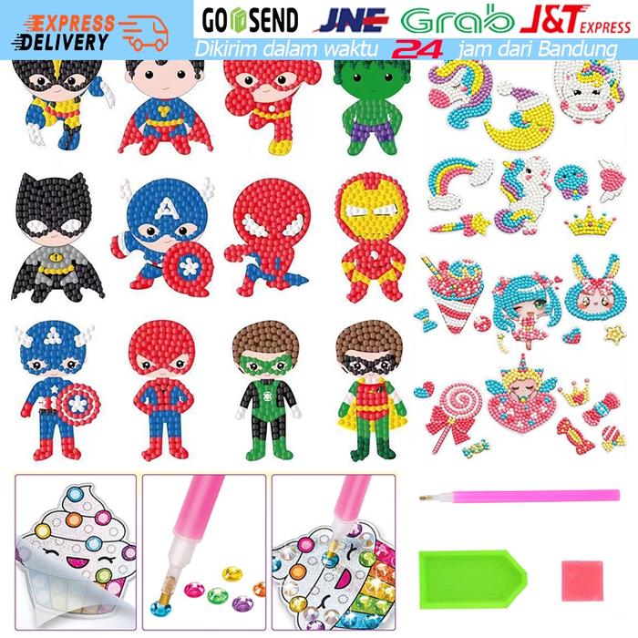 Stiker Diamond Painting Diy / Mainan Anak Stiker Diy Diamond Cutie Pop / Stiker Edukasi