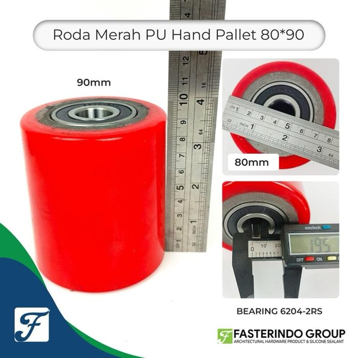 Roda PU Merah Hand Pallet 80x90 / HandPallet / Handlift / Forklift