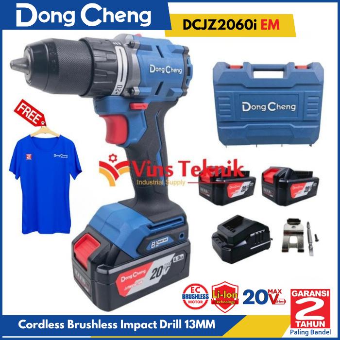 Mesin Bor Baterai Cordless Brushless Impact Drill 20V DongCheng DCJZ2060 DCJZ2060i EM