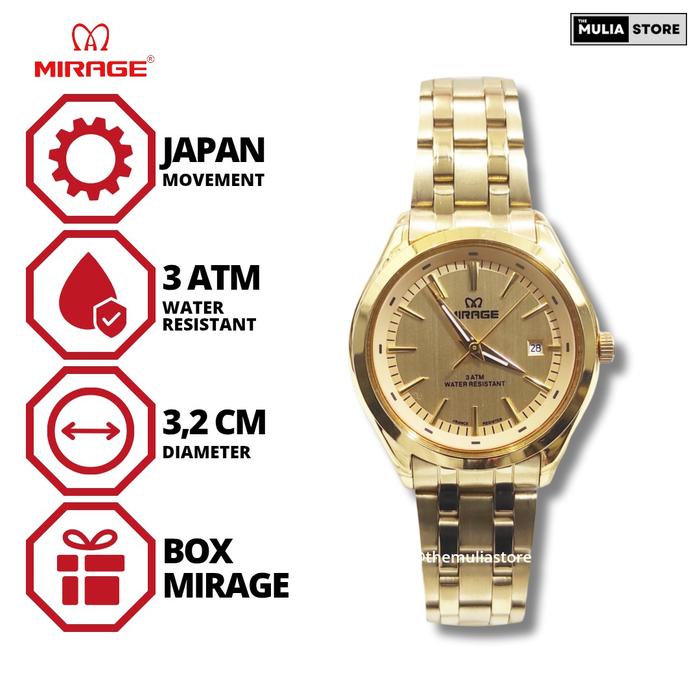 MIRAGE Jam Tangan Wanita Mirage Original 8754 BRP L Tanggal Analog