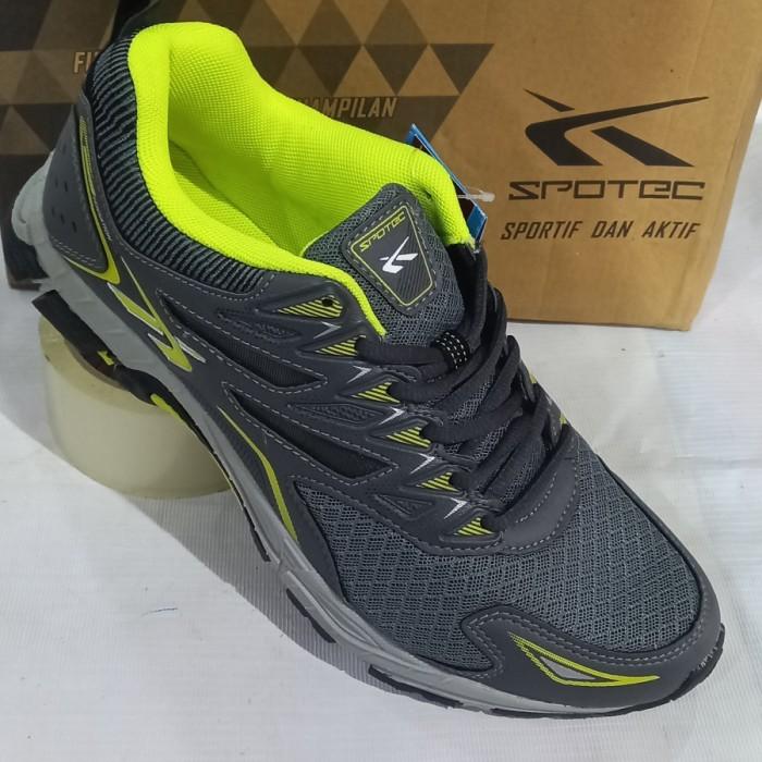 Z♪4I SEPATU OLAHRAGA LARI SPOTEC ORIGINAL ART DRONIC ABU-ABU HIJAU S☎X7