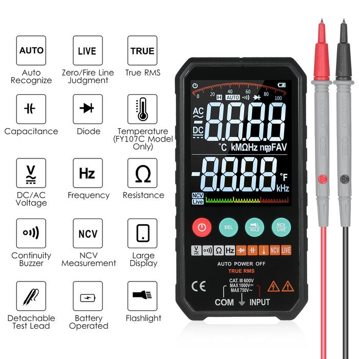 LCD Digital Multimeter 6000 Counts True RMS Universal Voltage Meter