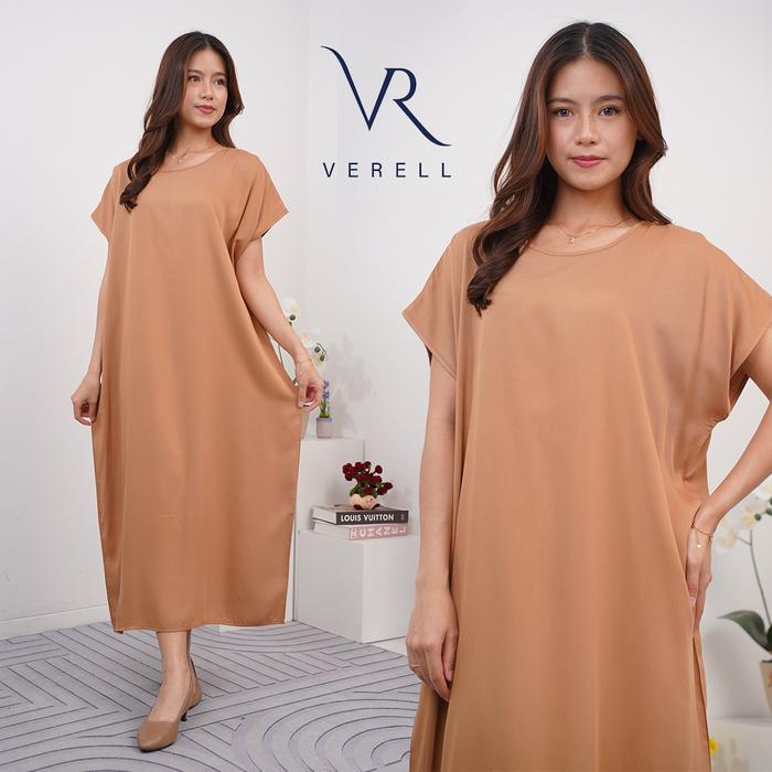 Daster rayon twill tebal polos lengan pendek semata kaki warna Verell SMTP
