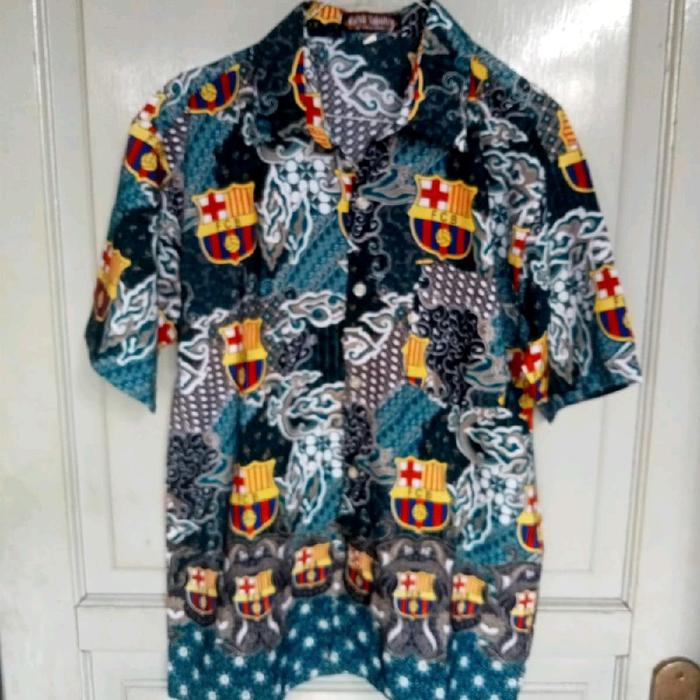 kemeja batik bola barcelona size XS karya saputra collection