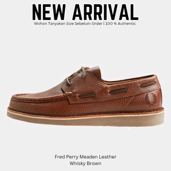 Fred Perry Meaden Leather Whisky Brown Sepatu Loafers Pria Original 100%
