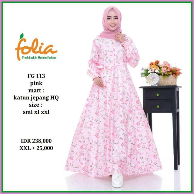 New Gamis Muslimah Folia Gamis FG 113 Motif Daily Katun Jepang Premium High Quality