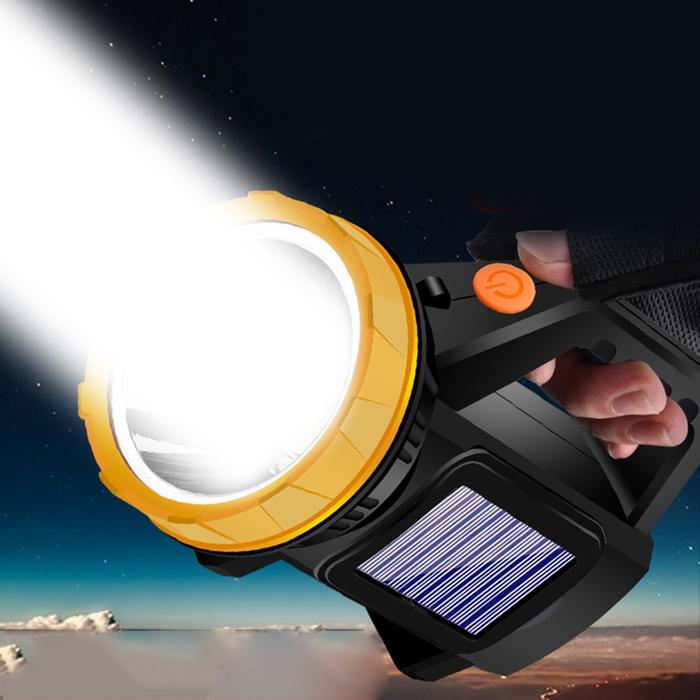 High Power LED Flashlight Powerful Solar Searchlight Torch USB