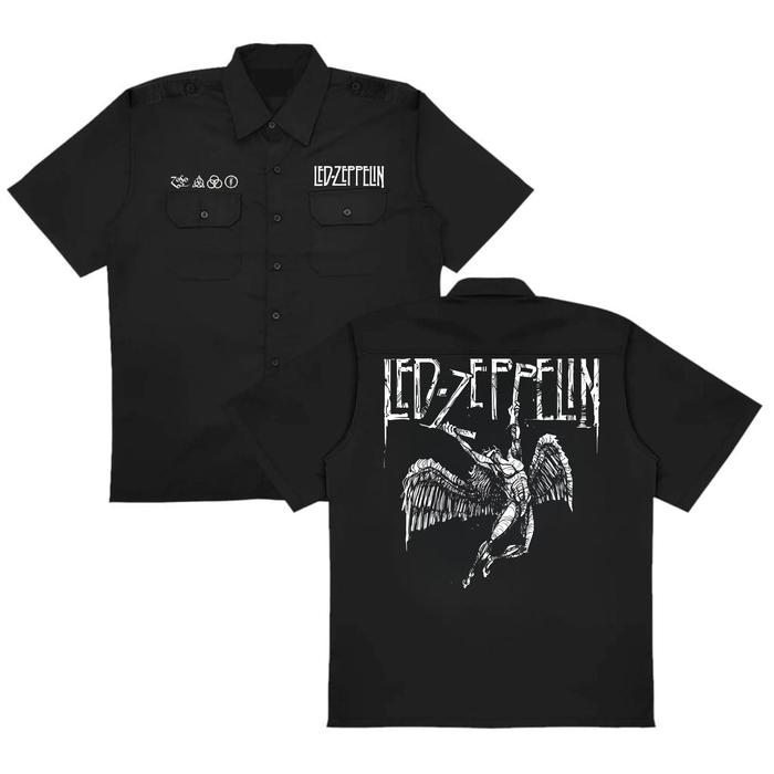 Raden Workshirt Led Zeppelin Kemeja Kerja Pdh Warna Hitam Pdl Kemeja Pria Wanita