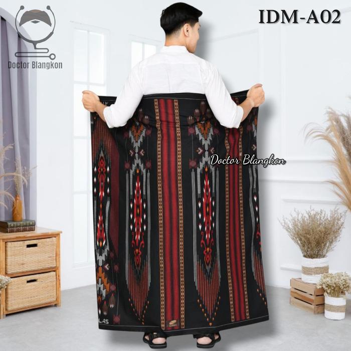 Sarung Atlas Idaman Kembang Motif BHS Dewasa | Kain Batik Hitam Nyaman Santri Produksi Behaestex Ori