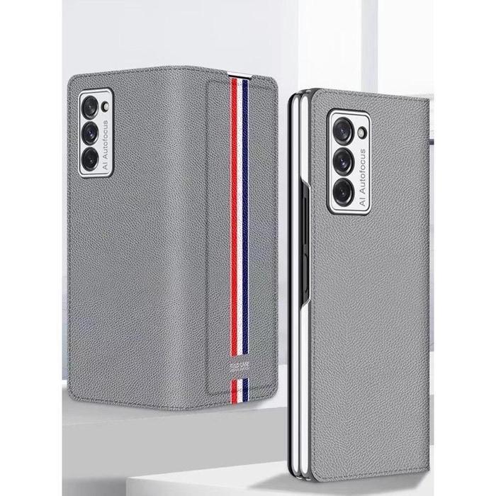 Case Samsung Galaxy Z Fold 2 Flip Leather Phone Magnetic Gkk Samsung Fold 2 5G Black Gold Good Quali