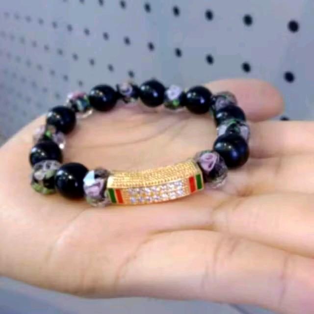 Gelang Giok Hitam Kombi Morano asli Hongkong